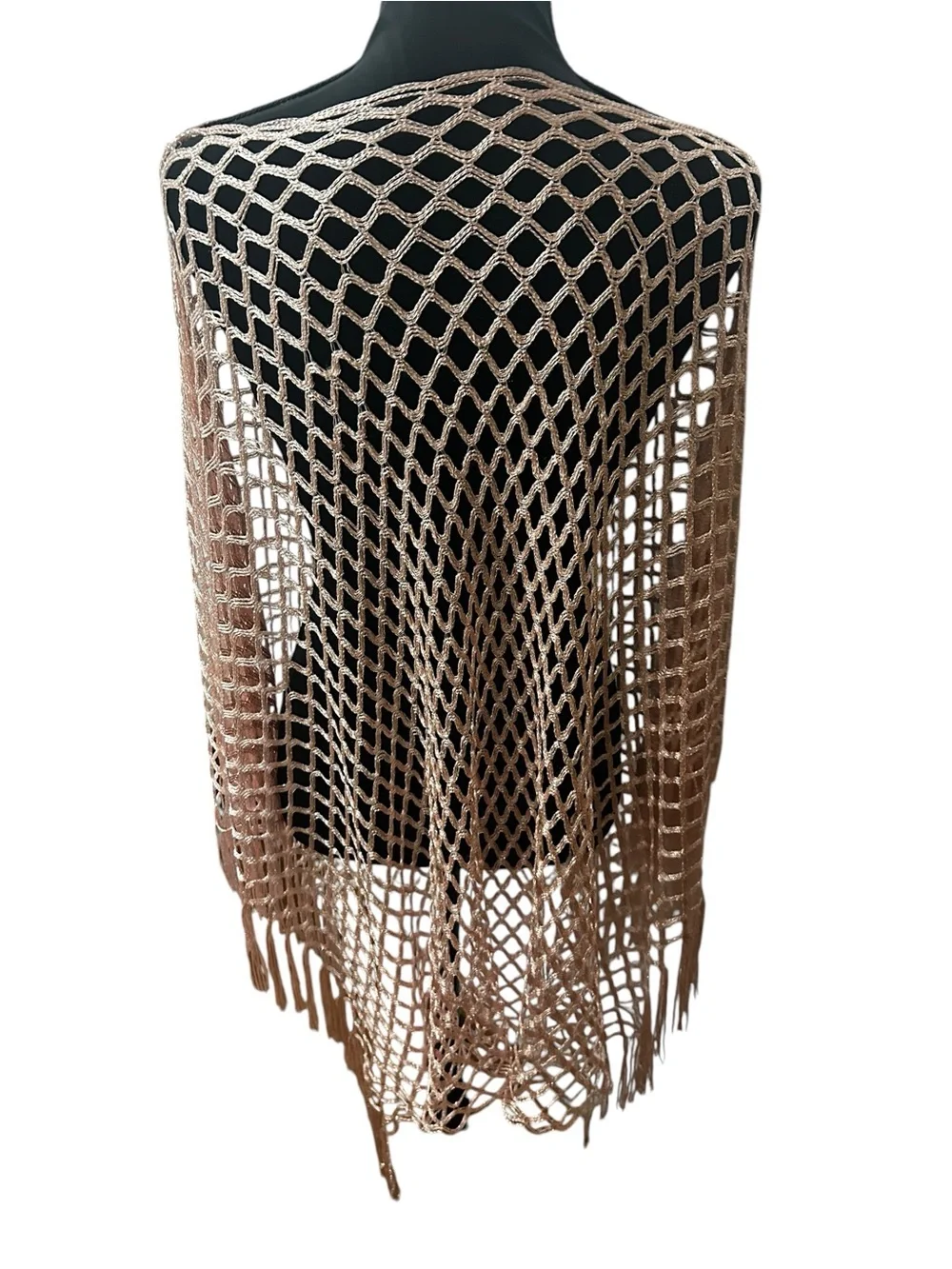 Pink Crochet Fringe Poncho - Women Accessories